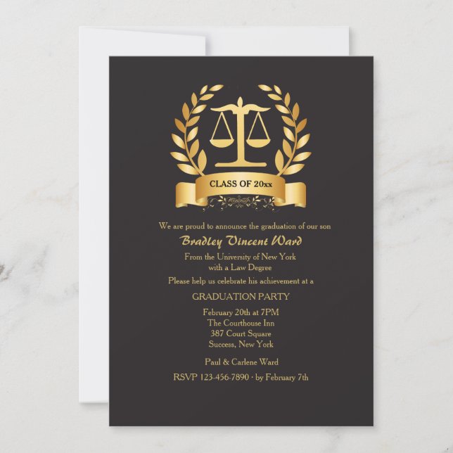 Invitation L'obtention du diplôme honore l'invitation (Devant)