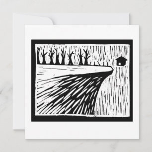 Invitation LOCAL GRAVITY maison suspendue linogravure