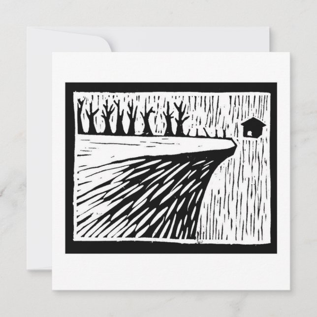 Invitation LOCAL GRAVITY maison suspendue linogravure (Devant)