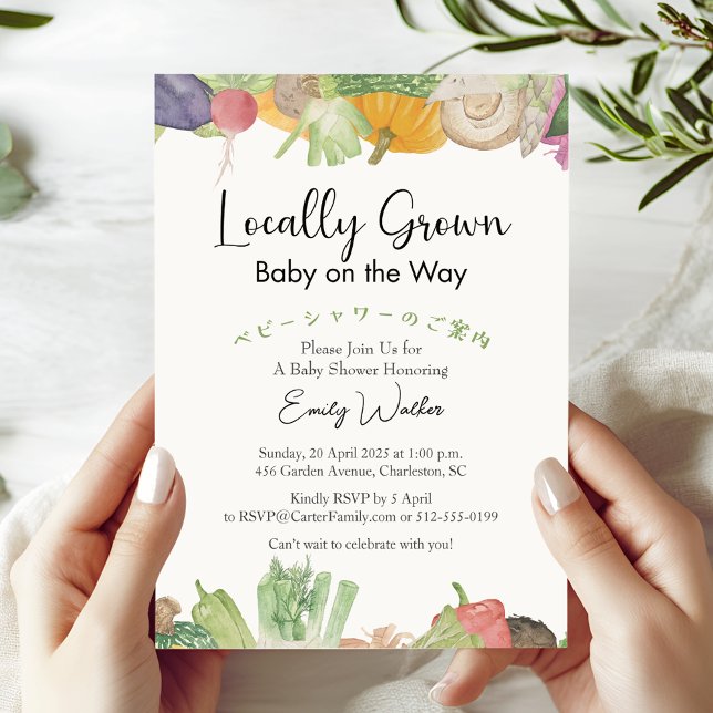 Invitation Locally Grown Baby Shower Watercolor Vegetables (Créateur téléchargé)