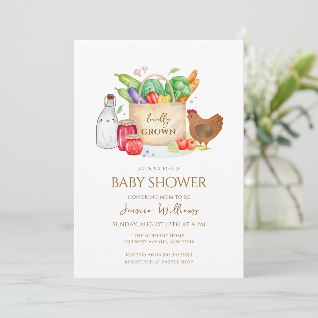 Invitation Locally grown Bundle Veggies Chic Baby Shower (Debout devant)
