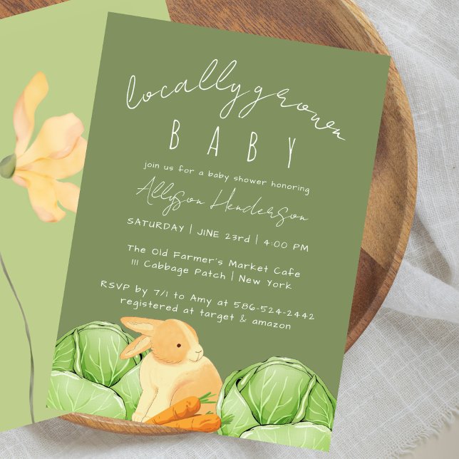 Invitation Locally Grown Cabbage Patch Green Baby Shower (Créateur téléchargé)