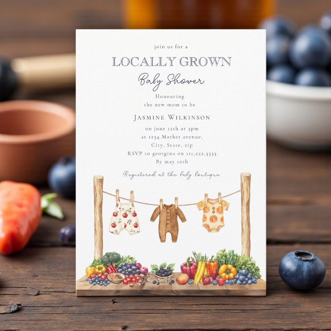 Invitation locally grown  farmers market baby shower (Créateur téléchargé)