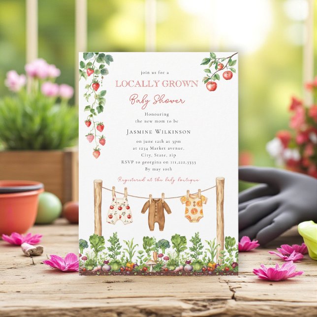 Invitation locally grown  farmers market baby shower (Créateur téléchargé)