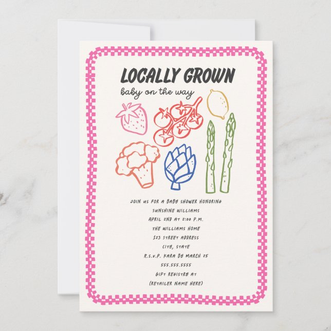 Invitation Locally Grown Farmer's Market Girl Baby Shower (Devant)