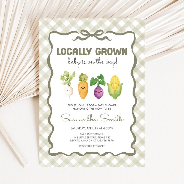 Invitation Locally Grown Little Sprout Baby Shower (Locally Grown Baby Shower Invitation)