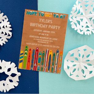 Invitation Lodge de ski rétro pour toute occasion, fête perso