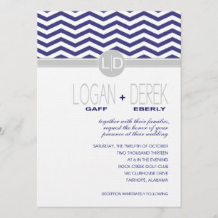 Invitation Logan Chevron   LIGNE gris marine