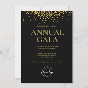 Invitation Logo Black Gold confetti Gala entreprise Elegant