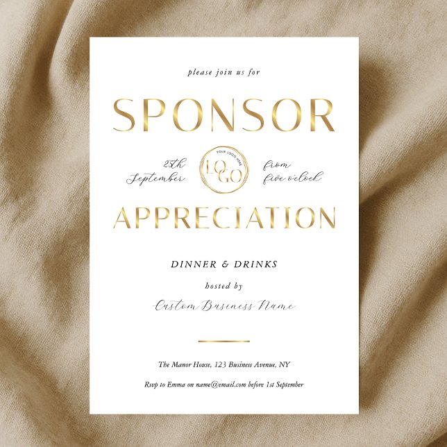 Invitation Logo blanc et or pour l'appréciation des sponsors  (Créateur téléchargé)