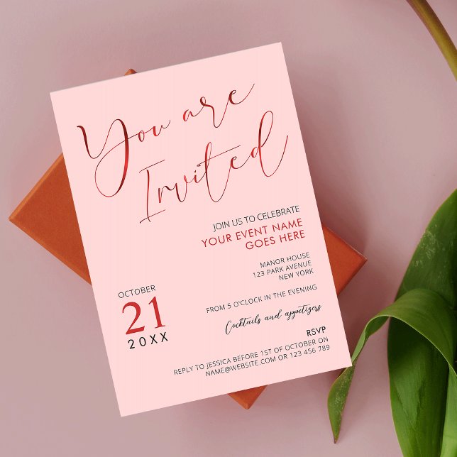Invitation Logo Blush rose moderne Événement d'affaires éléga (Créateur téléchargé)