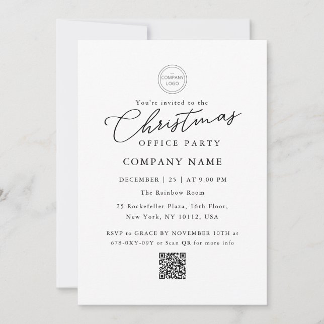 Invitation Logo Classic QR Code Christmas Office Party (Devant)