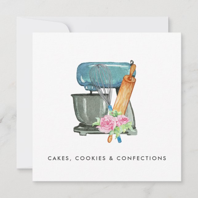 Invitation Logo de boulangerie aquarelle | Floral Digital Dow (Devant)