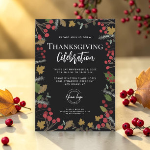 Invitation Logo de célébration moderne de Thanksgiving pour e