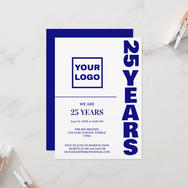 Invitation Logo de l'entreprise du 25e anniversaire (Devant/Arrière en situation)