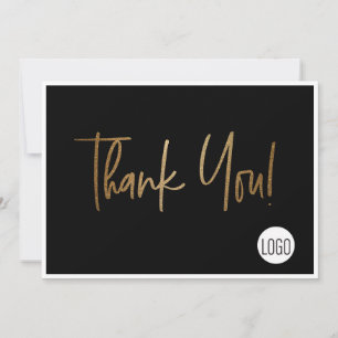 Invitation Logo de l'entreprise Social Gold Black Merci