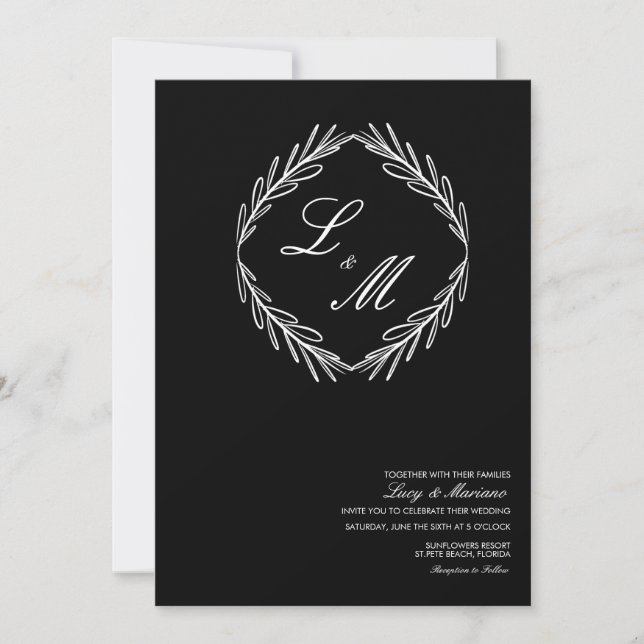 Invitation Logo de mariage de succursale de script élégant mo (Devant)
