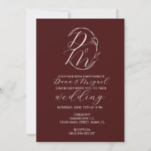 Logo de mariage floral élégant et délicat bordeaux