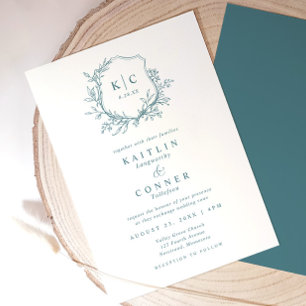 Invitation Logo de mariage formel classique avec une crête sa