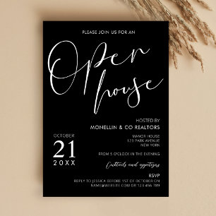 Invitation Logo de script noir moderne Business Open House