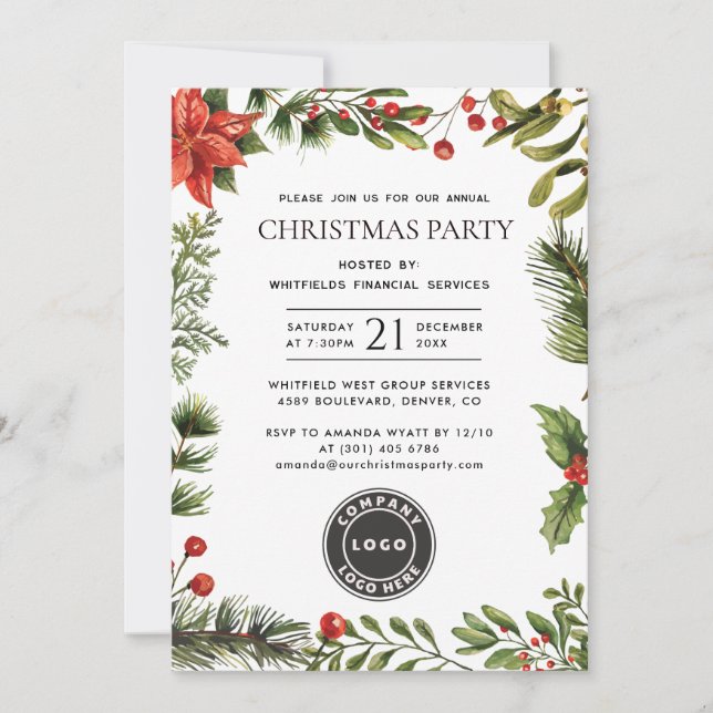 Invitation Logo d'entreprise Fête de Noël annuelle de l'entre (Devant)