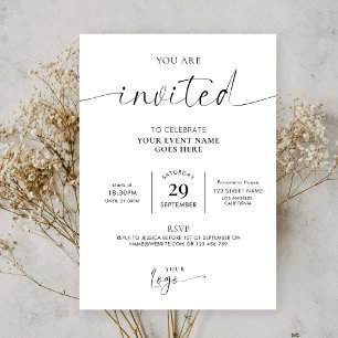 Invitation Logo d'entreprise minimaliste Black & White Gala