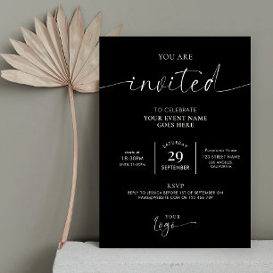 Invitation Logo d'entreprise minimaliste Black & White Gala
