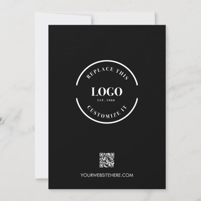 Invitation Logo d'entreprise noire QR code site personnalisé (Devant)