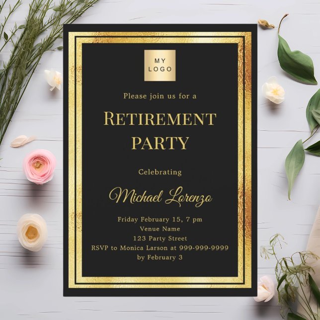 Invitation Logo d'entreprise pour la fête de retraite de l'or (Créateur téléchargé)