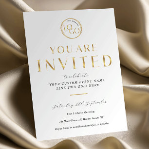 Invitation Logo Doré Élégant et Chic Gala d'affaires