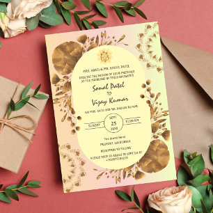 Invitation Logo du Mariage indien Ganesha Feuille rustique