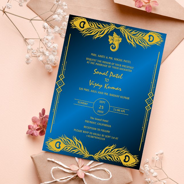Invitation Logo du Mariage indien Golden Elements Ganesha (Créateur téléchargé)