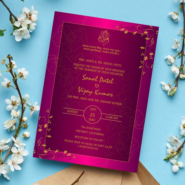 Invitation Logo du Mariage indien Golden Elements Ganesha (Créateur téléchargé)