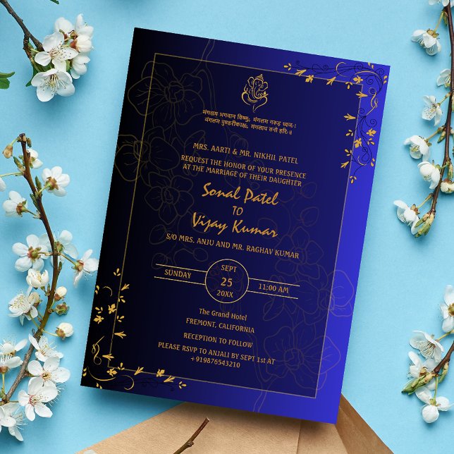 Invitation Logo du Mariage indien Golden Elements Ganesha (Créateur téléchargé)