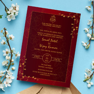 Invitation Logo du Mariage indien Golden Elements Ganesha