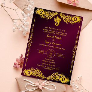 Invitation Logo du Mariage indien Golden Elements Ganesha