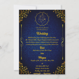 Invitation Logo du Mariage royal indien Ganesha Golden Inv