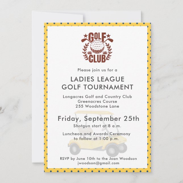 Invitation Logo du tournoi de la ligue des dames de golf  (Devant)