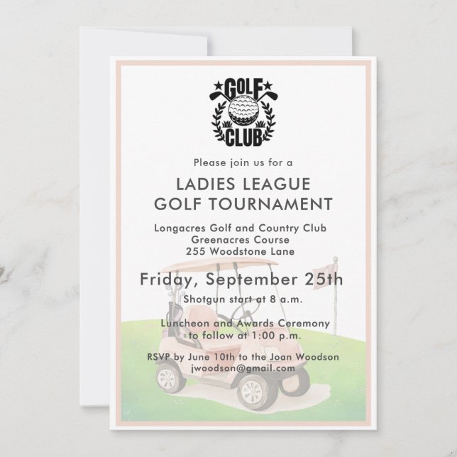 Invitation Logo du tournoi de la ligue des dames du Golf Club (Devant)