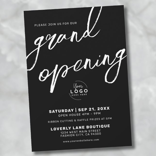 Invitation Logo Élégant pour l'Ouverture de l'Entreprise Gran (Grand Opening Logo Elegant Business Invitation)
