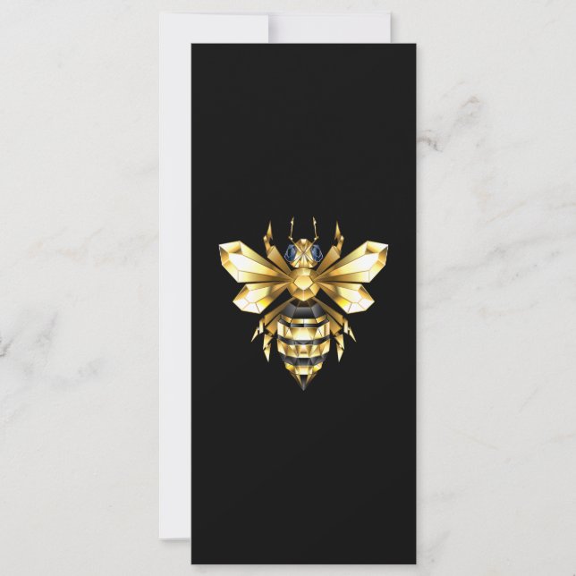 Invitation Logo Faux Gold Foil Bee Polygonal sur Noir (Devant)