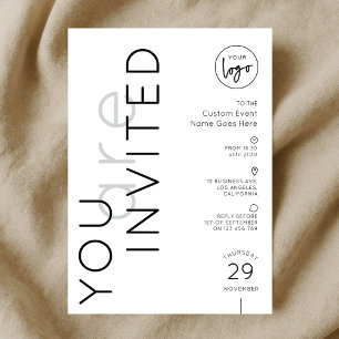 Invitation Logo Minimaliste Dîner de Gala Simple Soirée d'Aff