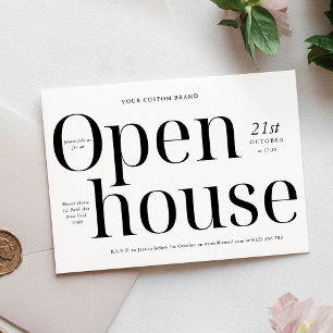 Invitation Logo minimaliste noir et blanc Business Open House