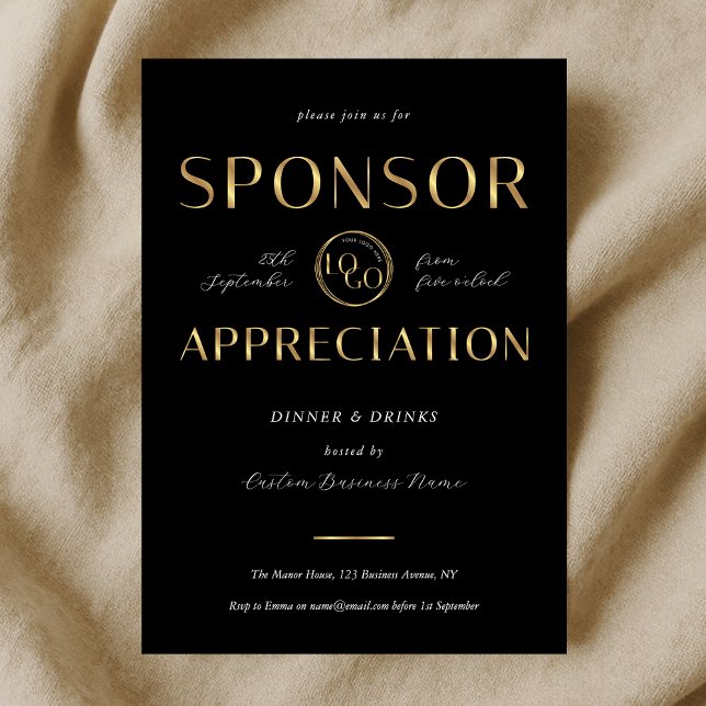 Invitation Logo noir et or de reconnaissance des sponsors d'e (Créateur téléchargé)