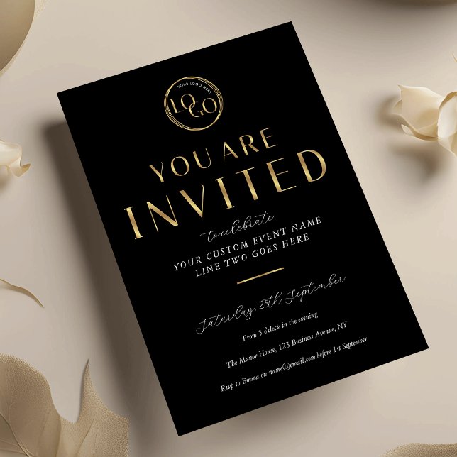 Invitation Logo noir et or pour événement d'entreprise (Créateur téléchargé)