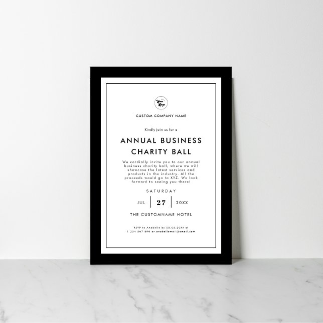 Invitation Logo personnalisé noir et blanc élégant Événement  (Créateur téléchargé)