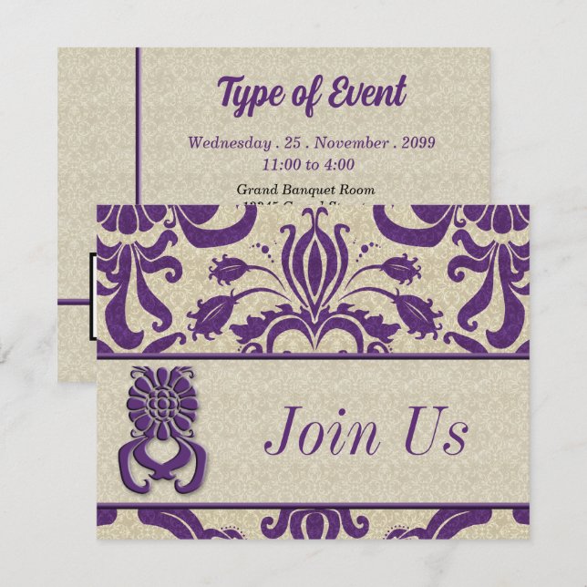 Invitation Logo Professionnel Améthyste Tourle violet (Devant / Derrière)