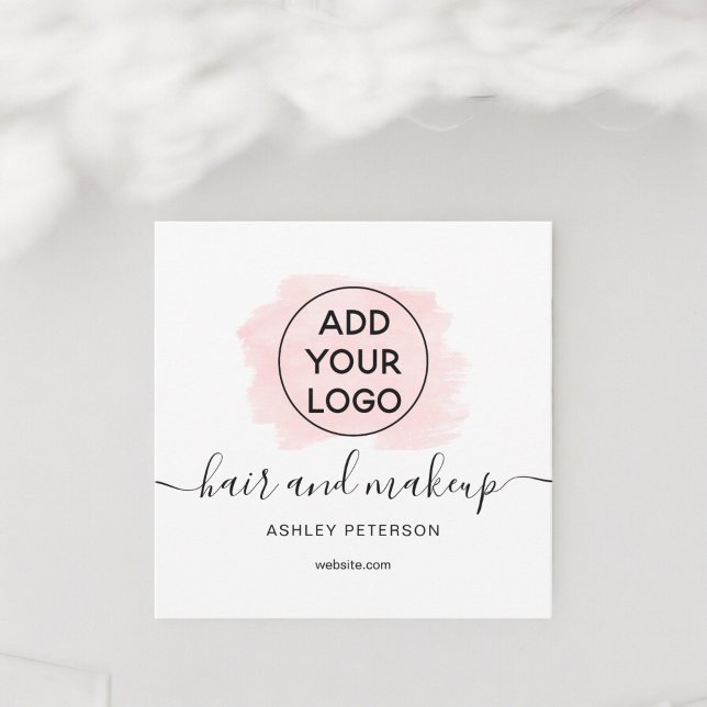 Invitation Logo rose brosse typographie maquillage cheveux (Logo pink brushstroke typography hair makeup invitation)