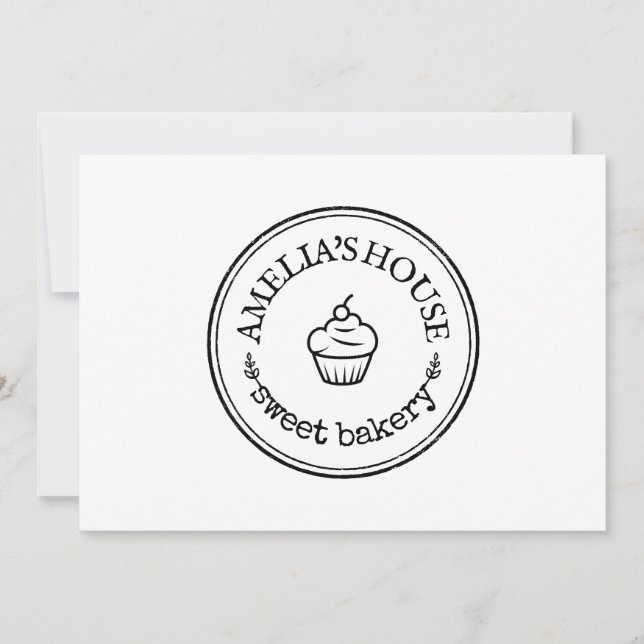 Invitation Logo rustique maison sur mesure simple boulangerie (Devant)