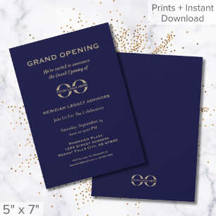 Invitation Logo Simple Blue Gold Grand Ouverture